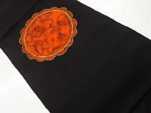 塩瀬金駒刺繍牡丹模様開き名古屋帯（額縁仕立て）